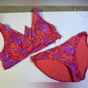 Floral Red & Purple Two-Piece Bikini